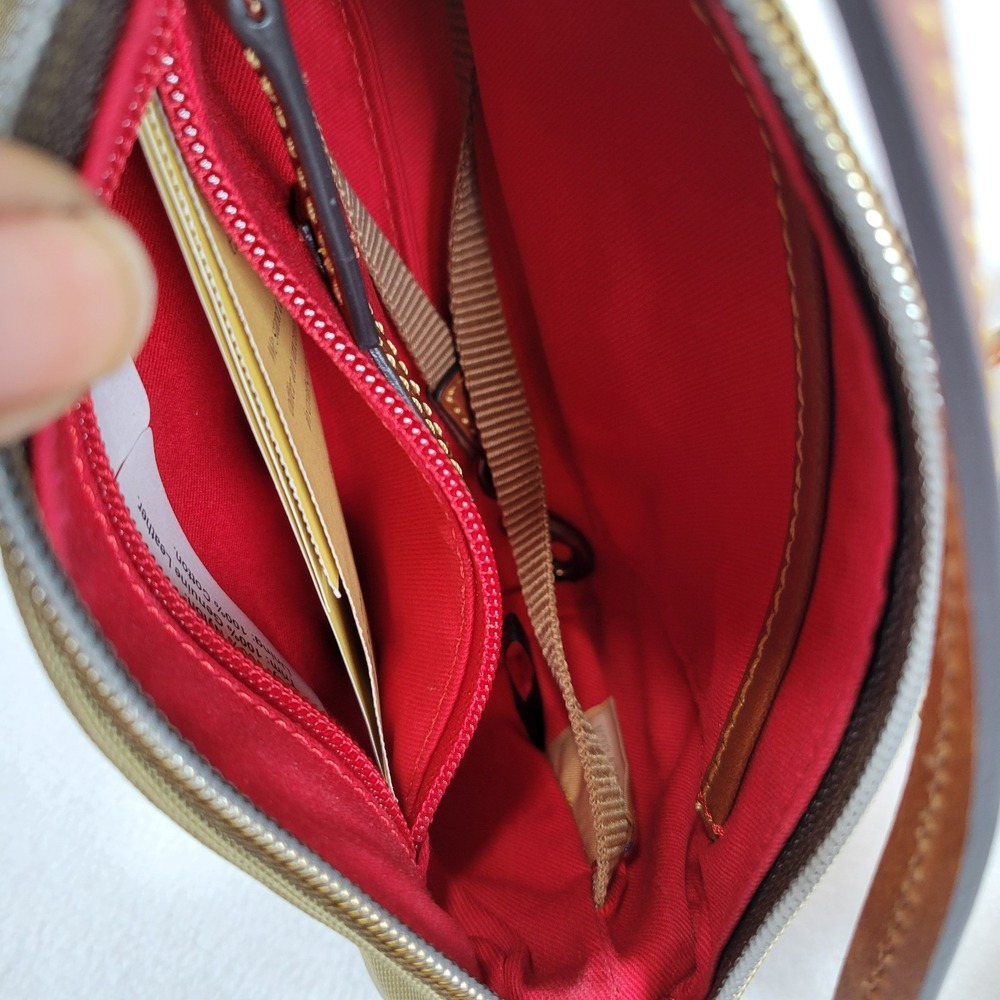 Dooney & Bourke Womens Nylon Buffy Zipper Closure Crossbody Bag One Size Brown - Picture 2 of 9